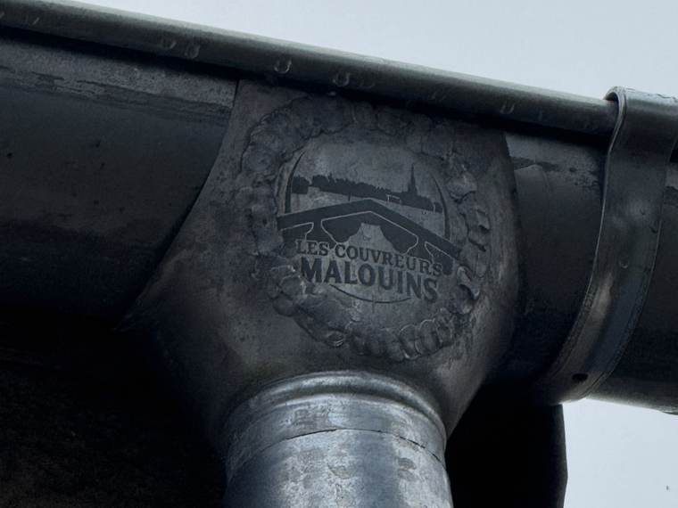 Naissance de descente, logo repoussé dans le zinc