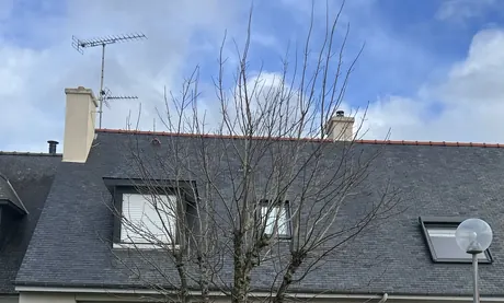 Après : la même toiture nettoyée au Wash'Guard Express, ardoise redevenue uniforme